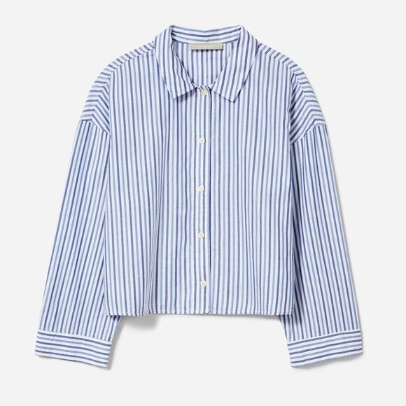 Everlane The Woven P.J. Top Cotton Blue Stripes Size XS NWT - Picture 5 of 7